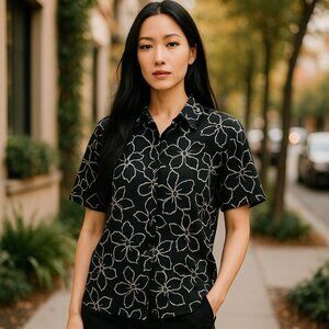 Elie Tahari Blk/White Blouse